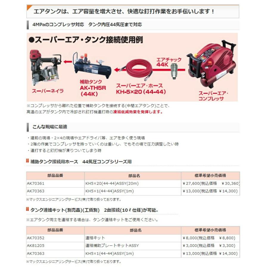 マックス（MAX） 高圧接続エアタンク AK-TH5R(44K) AK94985 タンク内圧