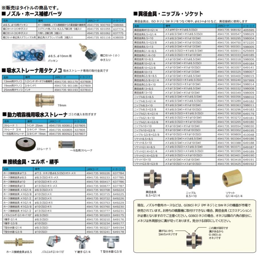 丸山製作所 637774 噴口セット(小) 中子入り スズラン六角ノズル・丸3