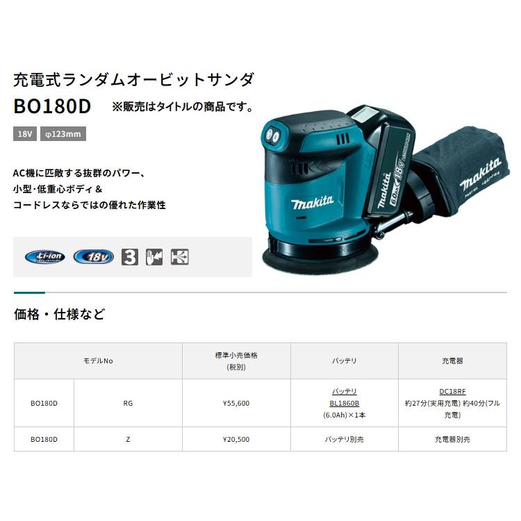 マキタ (マキタ) BO180DRG 125mm 充電式ランダムオービット