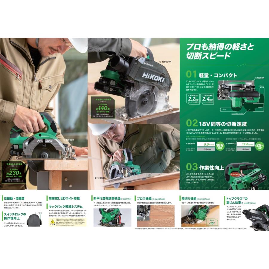 HiKOKI コードレス丸のこ C1205DA(2LSP) アグレッシブグリーン 