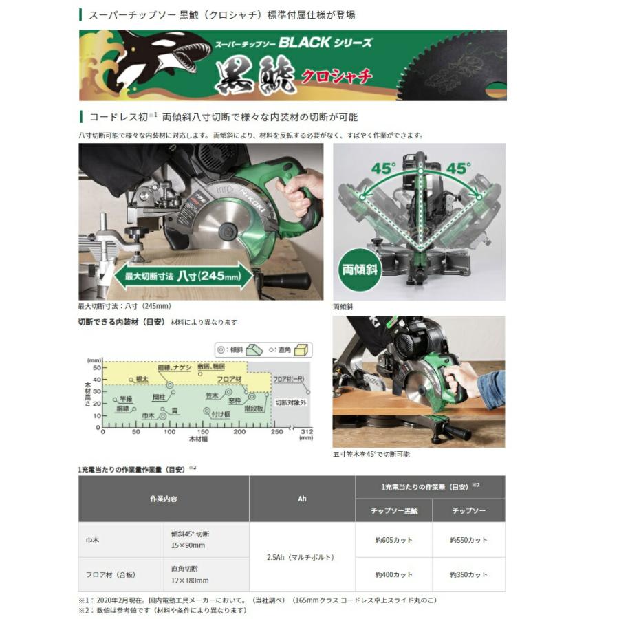 HiKOKI コードレス卓上スライド丸のこ C3606DRB(K)(NN)+バッテリBSL36A18X+充電器UC18YDL2 ハイコーキ 日立 当店オリジナルセット 大型商品の画像