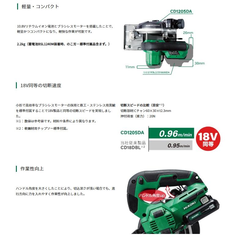 HiKOKI CD1205DA(2LSP) コードレスチップソーカッタ バッテリ HiKOKI CD1205DA(2LSP) コードレスチップソーカッタ バッテリ