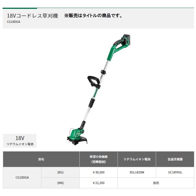 HiKOKI CG18DGA(BG) 18Vコードレス草刈機 バッテリ(BSL1820M)+急速充電