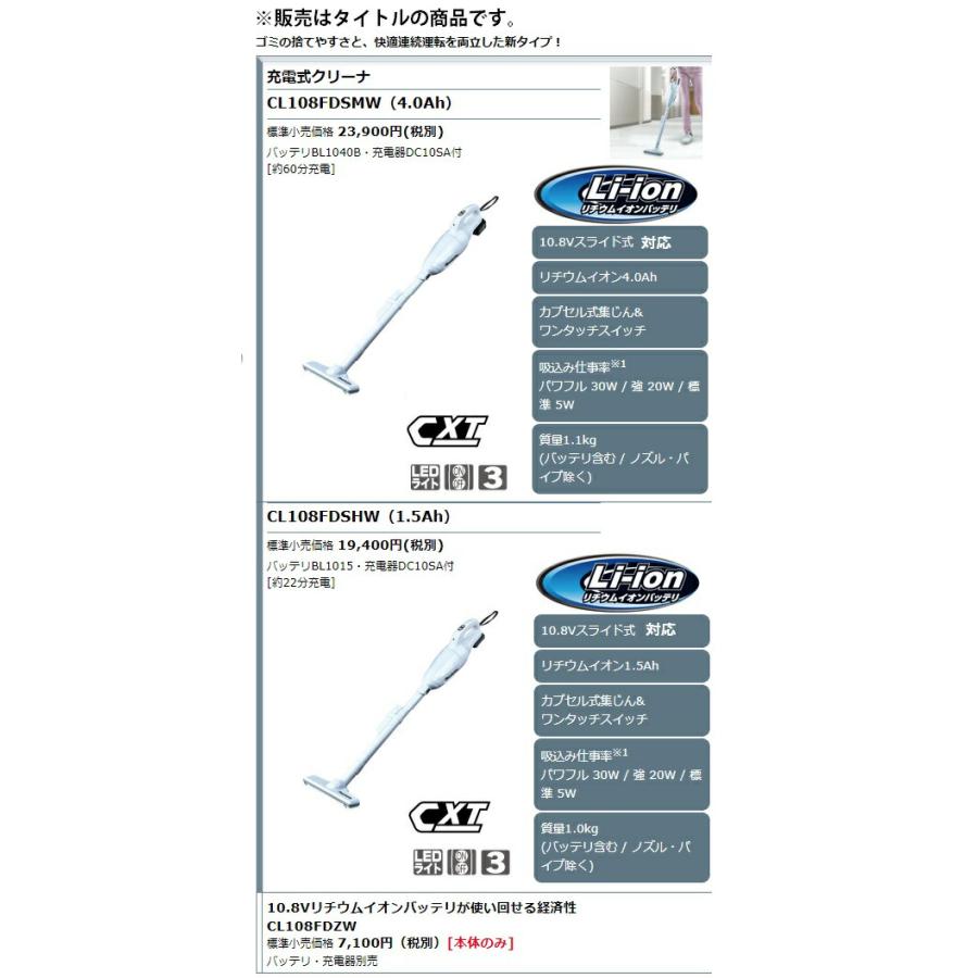 マキタ（makita） 充電式クリーナ CL108FDSHW バッテリBL1015+充電器
