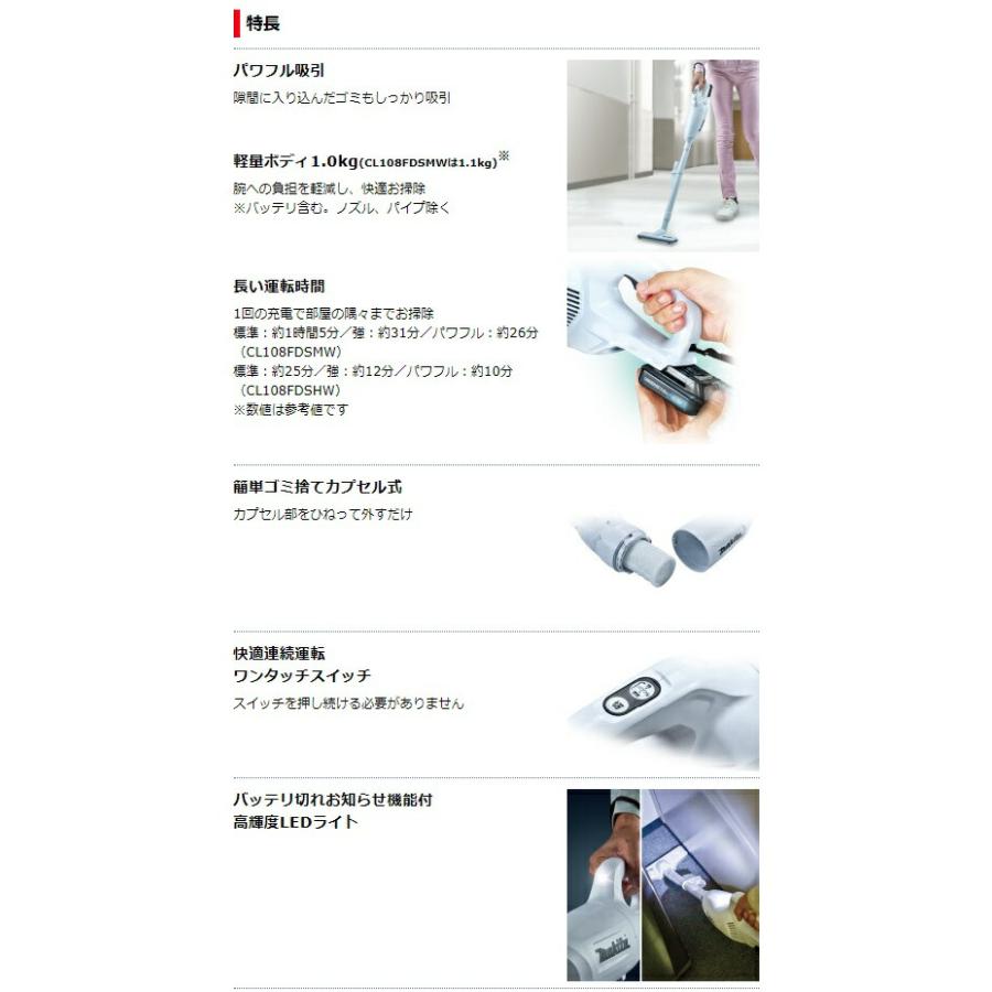 マキタ（makita） 充電式クリーナ CL108FDSHW バッテリBL1015+充電器 