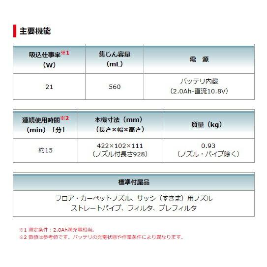 マキタ（makita） 10.8V 充電式クリーナー CL116DWR レッド 2.0Ah
