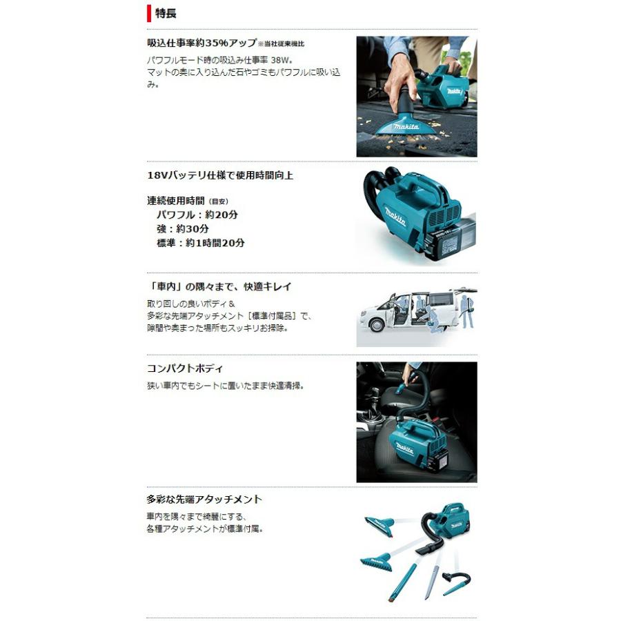 マキタ（makita） 充電式クリーナ CL184DZ 本体+ソフトバッグ+5種類の