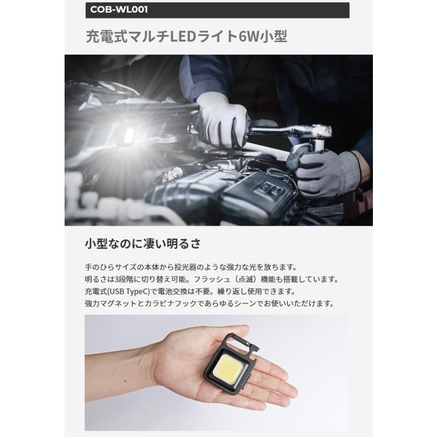 ムサシ COB-WL001 充電式マルチLEDライト6W小型 RITEX musashi