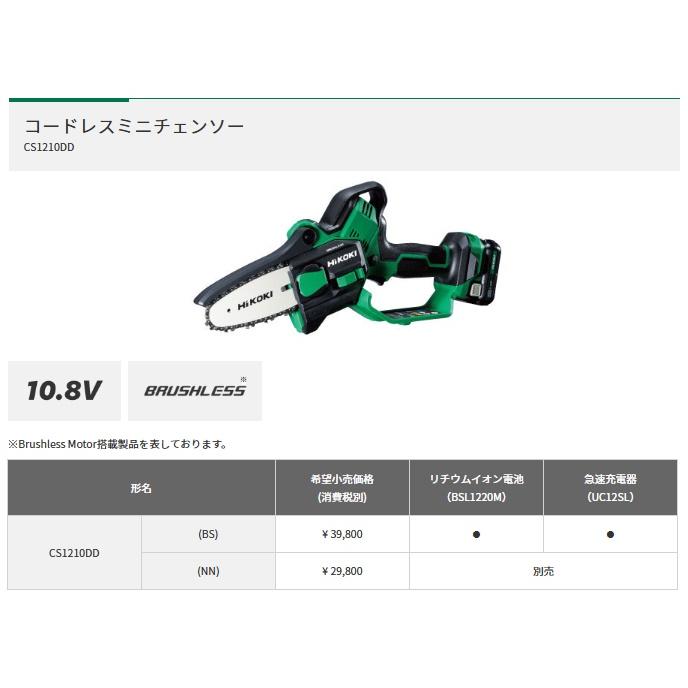 HiKOKI CS1210DD(NN) コードレスミニチェンソー 本体のみ 10.8V対応 ハイコーキ 日立 | HiKOKI | 01