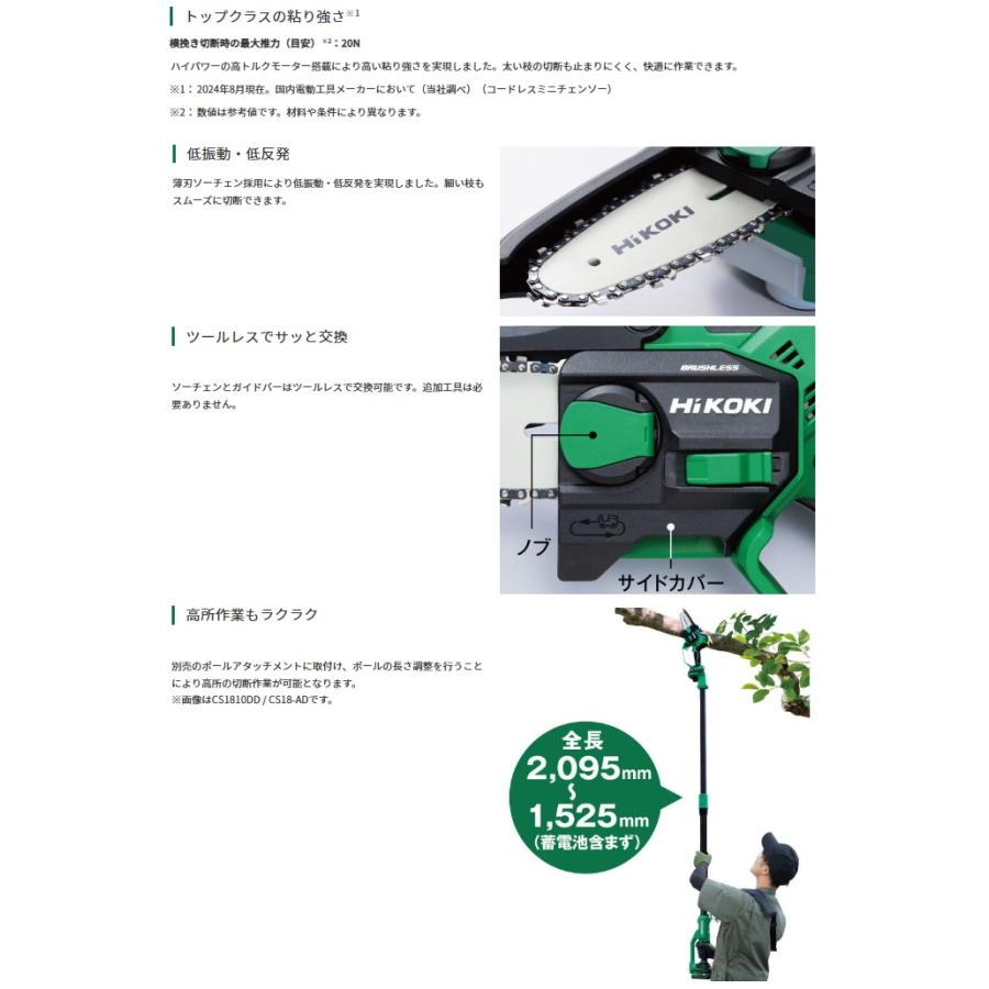 HiKOKI CS1210DD(NN) コードレスミニチェンソー 本体のみ 10.8V対応 ハイコーキ 日立 | HiKOKI | 02