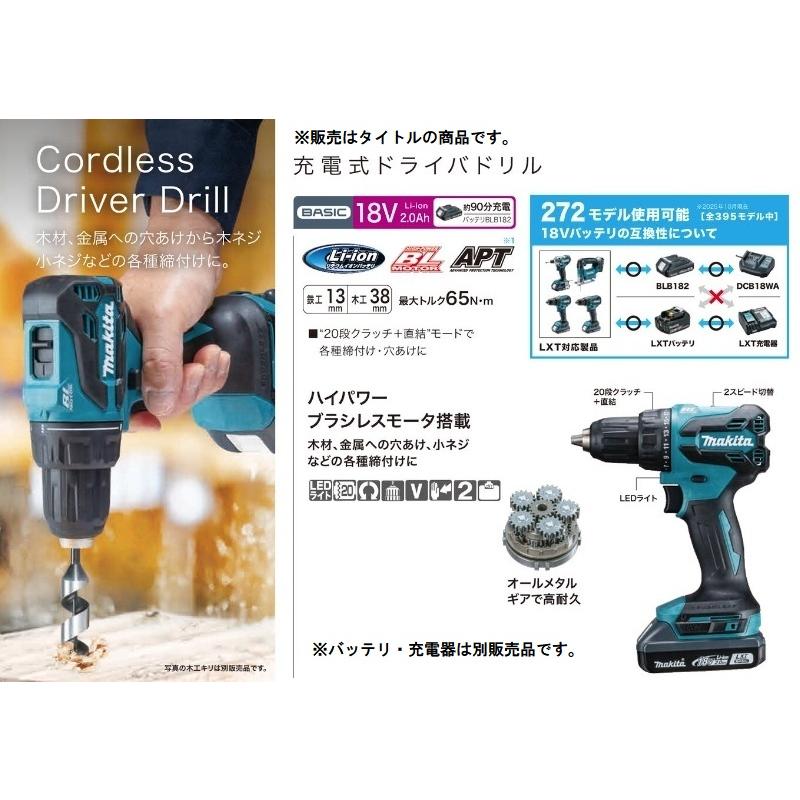 マキタ（makita） DF490DZK 充電式ドライバドリル 本体+ケース付 18V