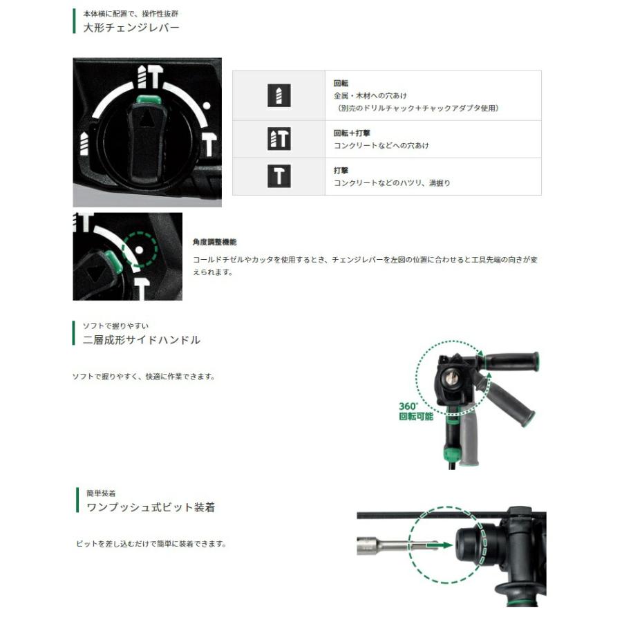 HiKOKI ロータリハンマドリル DH28PEC ケース付<SDSプラス HiKOKI ロータリハンマドリル DH28PEC ケース付<SDSプラス