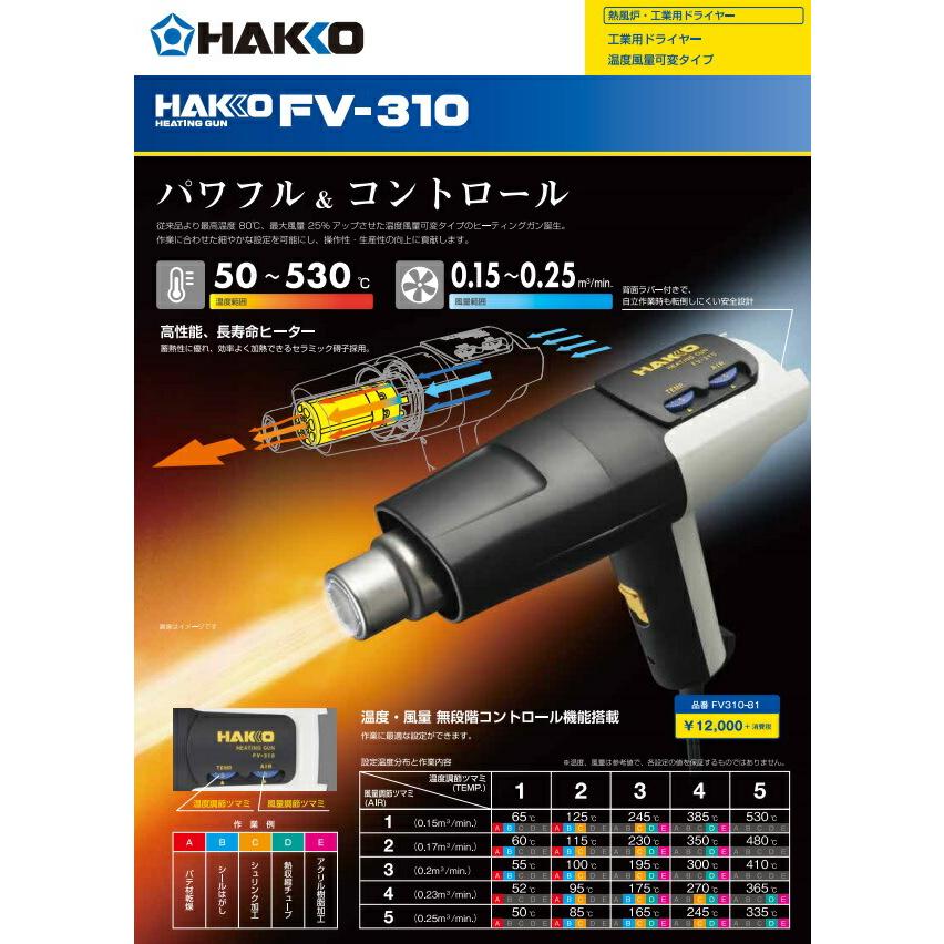 白光 ヒーティングガン FV310-81 AC100V 50/60Hz 最高温度530℃ 平型
