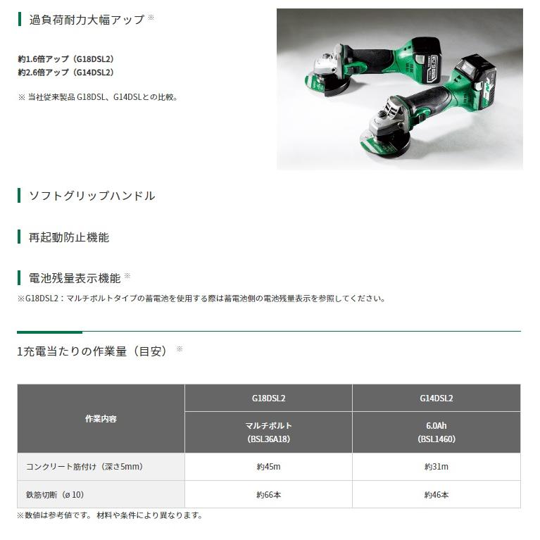 HiKOKI（ハイコーキ） コードレスディスクグラインダ G18DSL2(XPZ