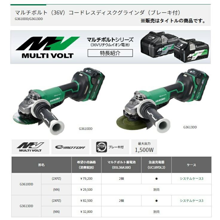 HiKOKI コードレスディスクグラインダ G3610DD(NN) 本体のみ HiKOKI コードレスディスクグラインダ G3610DD(NN) 本体のみ