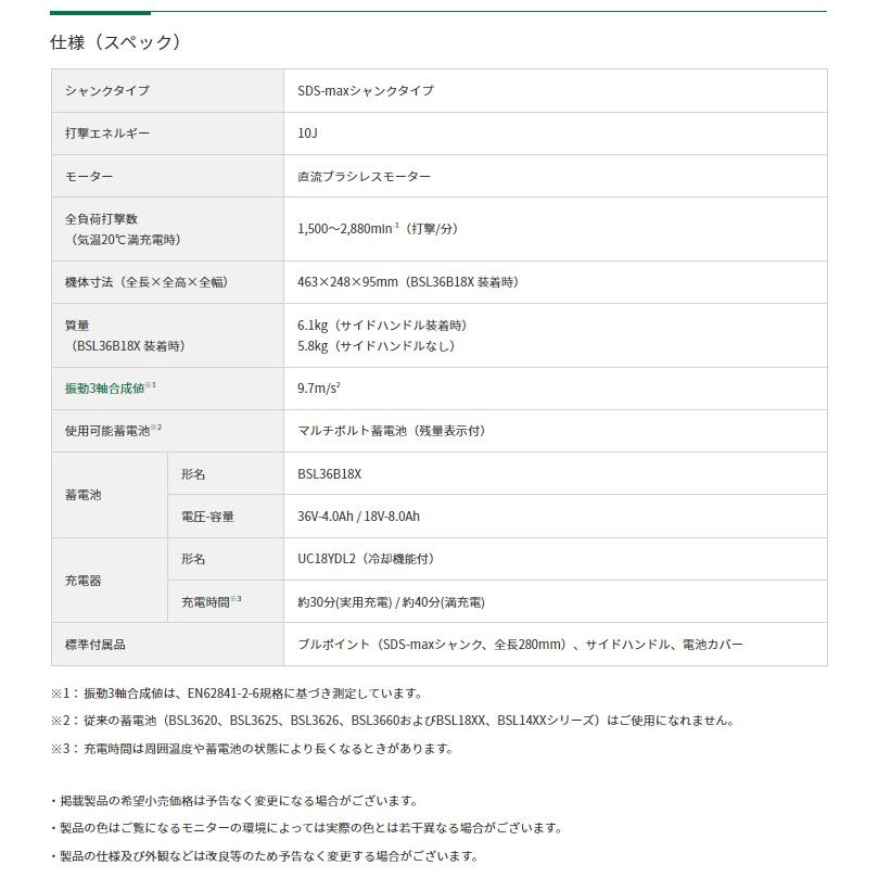 夏得 HiKOKI コードレスハンマ H3641DA(2WPZ) フルセット品 SDS 夏得 HiKOKI コードレスハンマ H3641DA(2WPZ) フルセット品 SDS