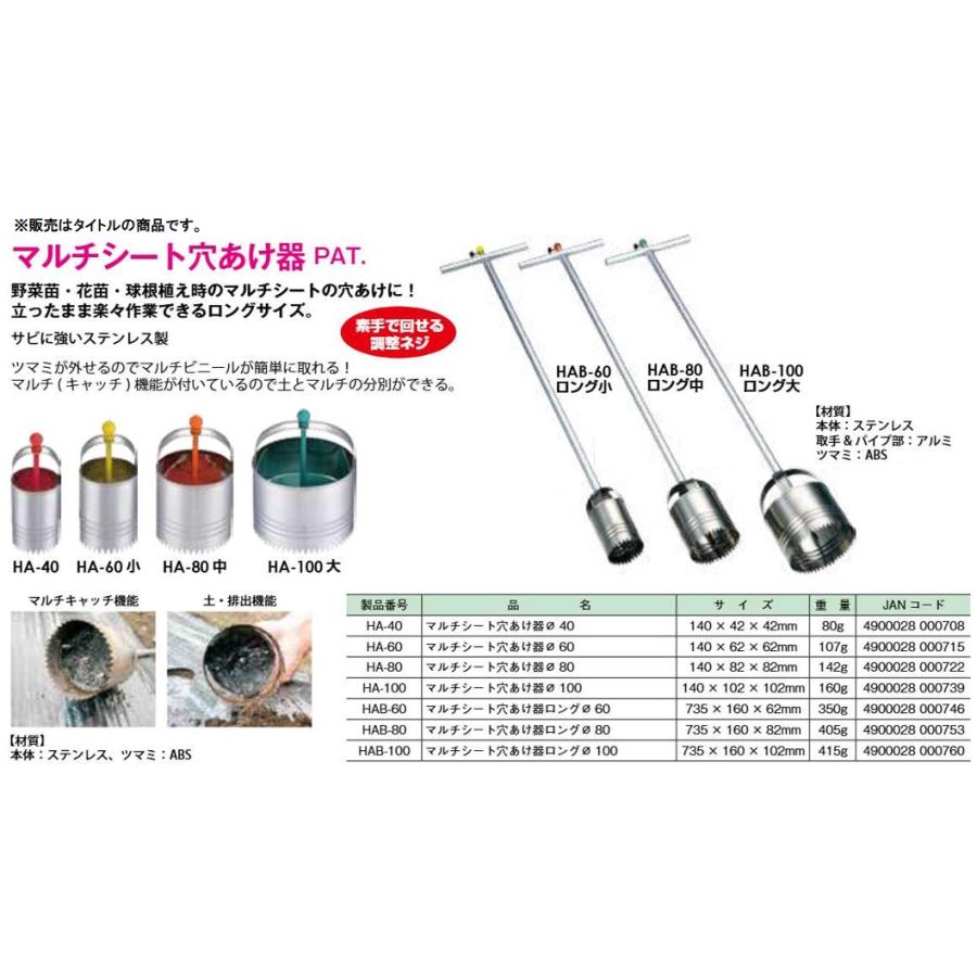 モトコマ HAB-60 マルチ穴あけ器ロング φ60mm サイズ735x160x62mm MKK