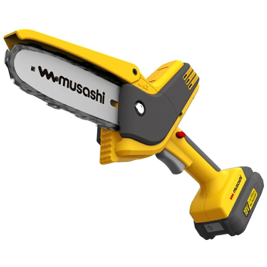 ムサシ 充電式ハンディチェーンソー HCS-6000 チェーン刃90PX-28 強力