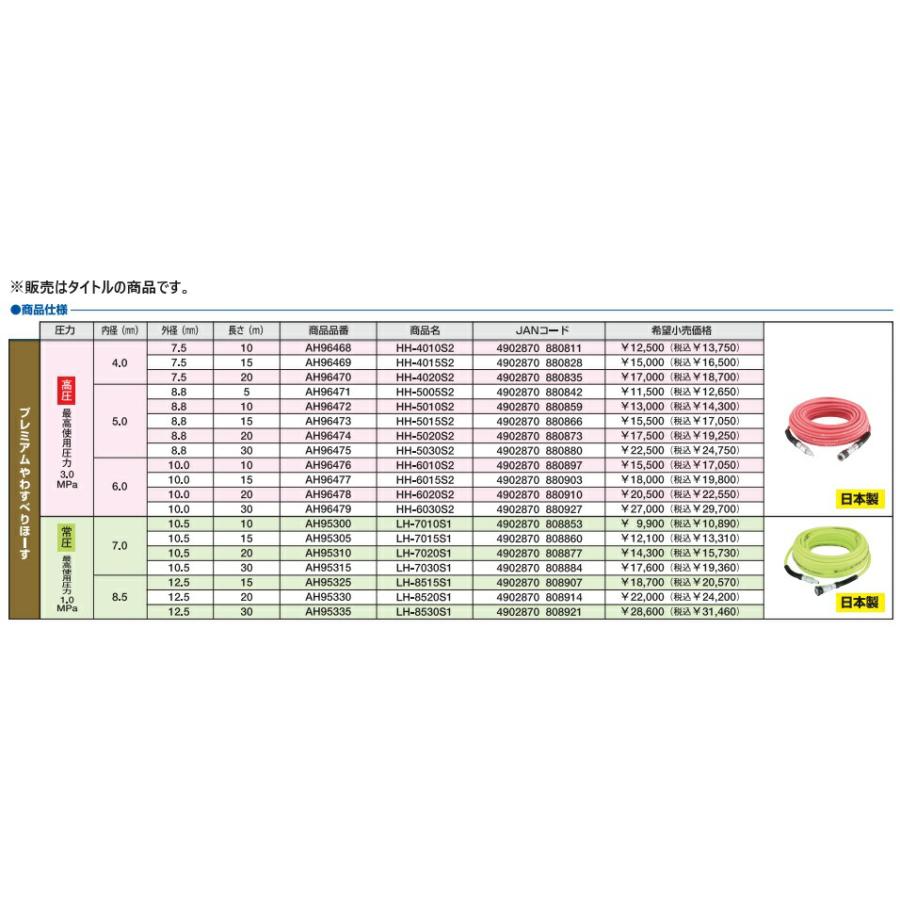 マックス プレミアムやわすべりほーす HH-5010S2 AH96472 高圧用
