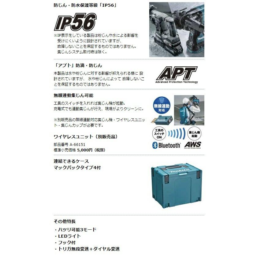 マキタ（makita） 28mm 充電式ハンマドリル HR001GDXVB 黒 集じん 