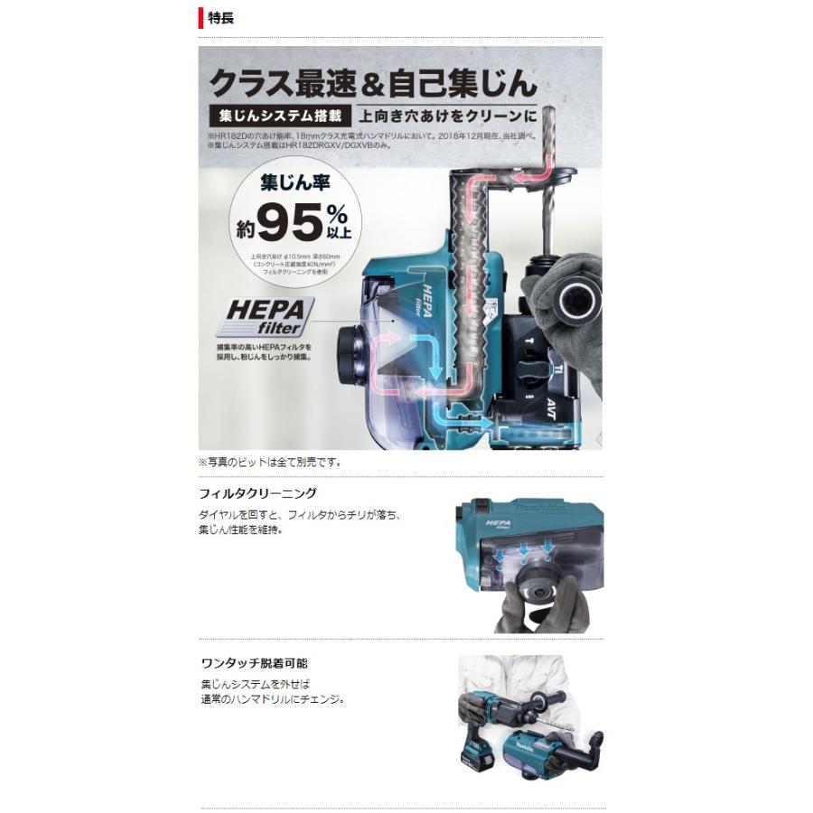 卸売 限特 非売品 マキタ 18mm 充電式ハンマドリル HR182DZKVB 黒 本体