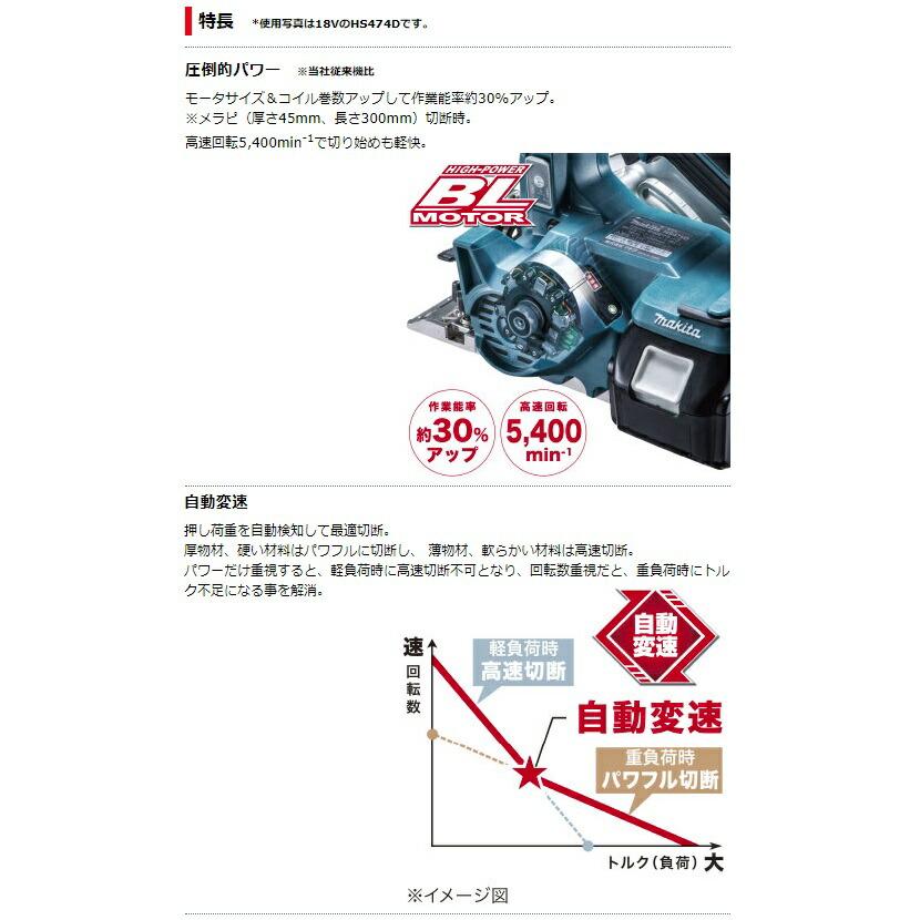 (マキタ) 125mm 充電式マルノコ HS472DZ 青 本体+鮫肌チップソー付 回転数5400min-1 最大切込み深さ47mm 14.4V対応 makita | マキタ | 02