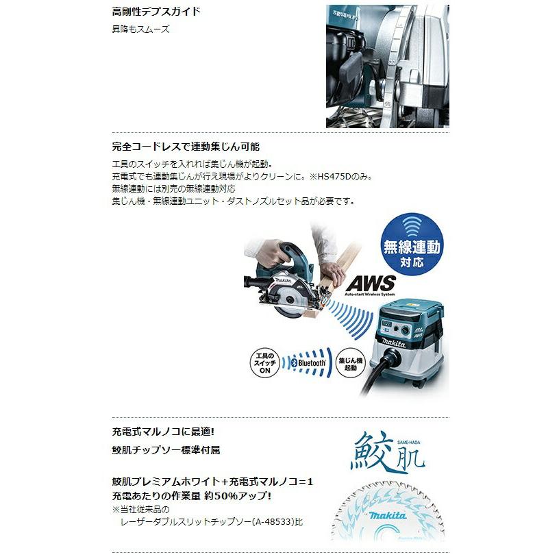 マキタ（makita） 125mm 充電式マルノコ HS474DRGXB 黒 バッテリ
