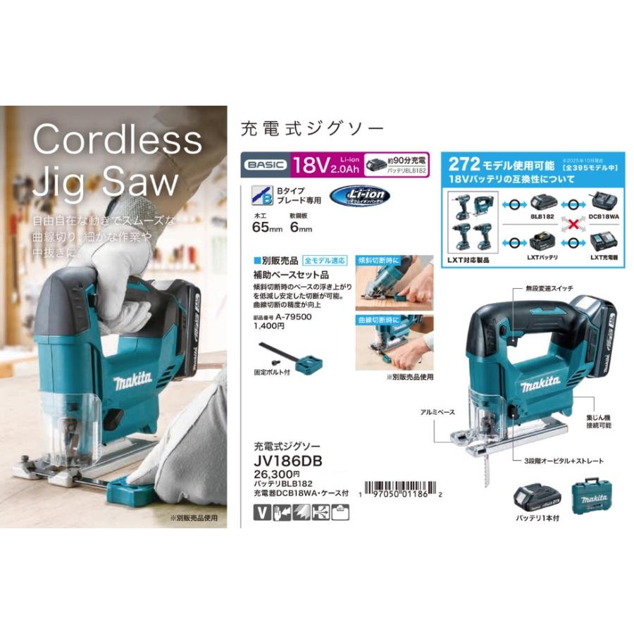 マキタ（makita） JV186DB 充電式ジグソー バッテリBLB182+充電器
