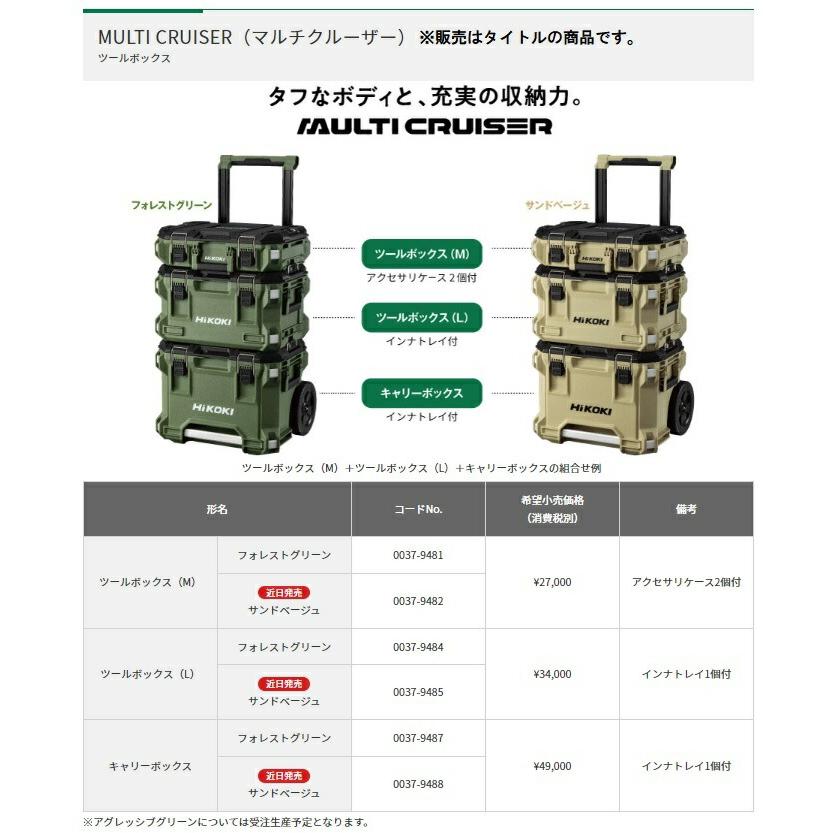 HiKOKI ツールボックス(L) 0037-9484 フォレストグリーン インナトレイ1個付 00379484 MULTI CRUISER 日立 ハイコーキ HiKOKI ツールボックス(L) 0037-9484 フォレストグリーン インナトレイ