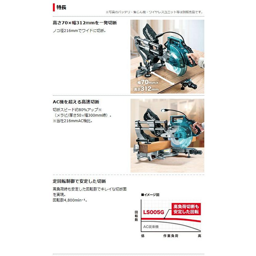 マキタ（makita） 充電式スライドマルノコ LS005GZ 本体+鮫肌