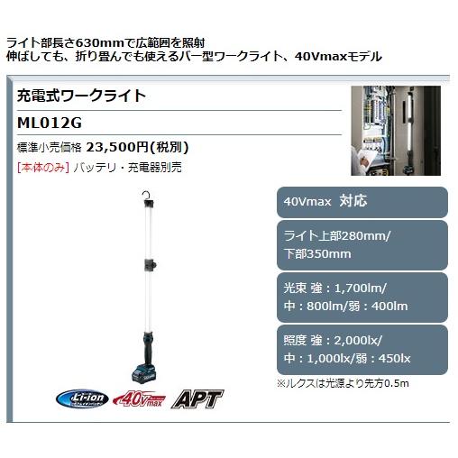 マキタ (マキタ) 充電式ワークライト ML012G 本体のみ 広範囲