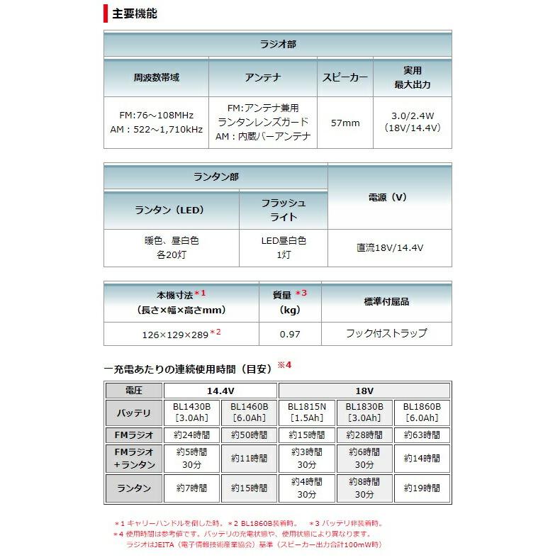 (マキタ) 充電式ランタン付ラジオ MR054 青 本体のみ ランタン3段階調色 18V/14.4V対応 makita | マキタ | 05