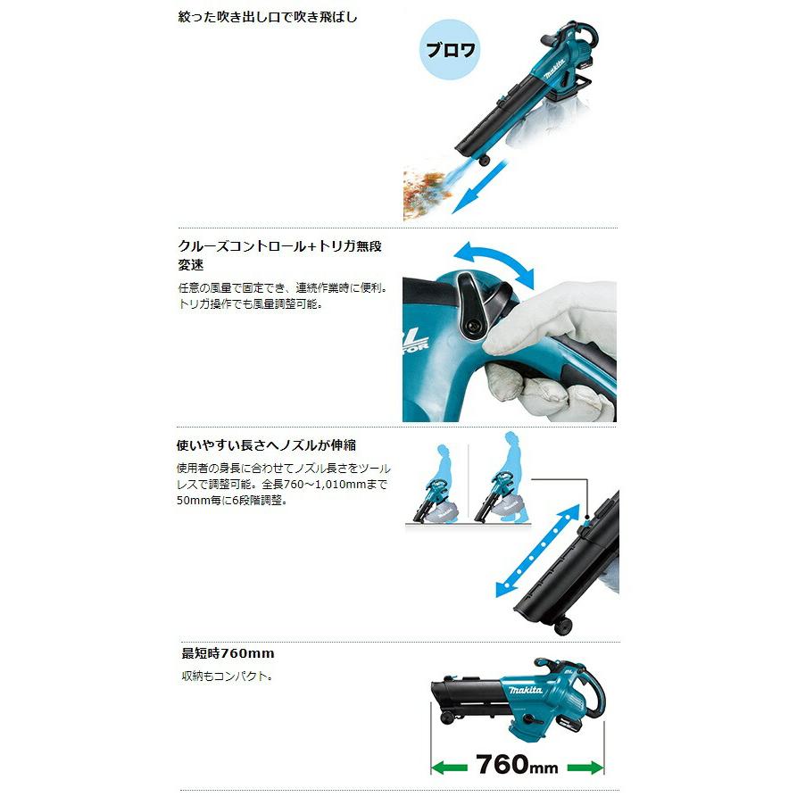 マキタ（makita） 充電式ブロワ集じん機 MUB187DWF バッテリBL1830B+ 