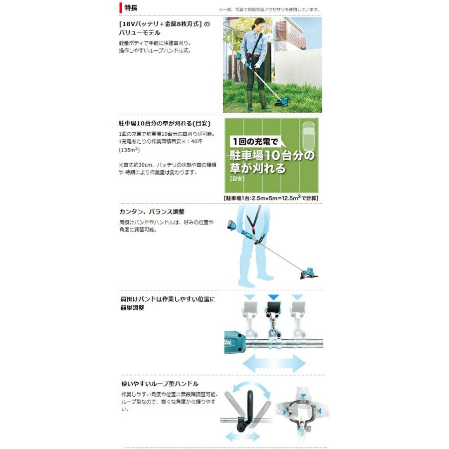 個人宅不可 マキタ 充電式草刈機 MUR194DWF バッテリBL1830B+充電器DC18WC付 刈込幅φ200mm 金属8枚刃式 18V対応 makita 大型製品 | マキタ | 02