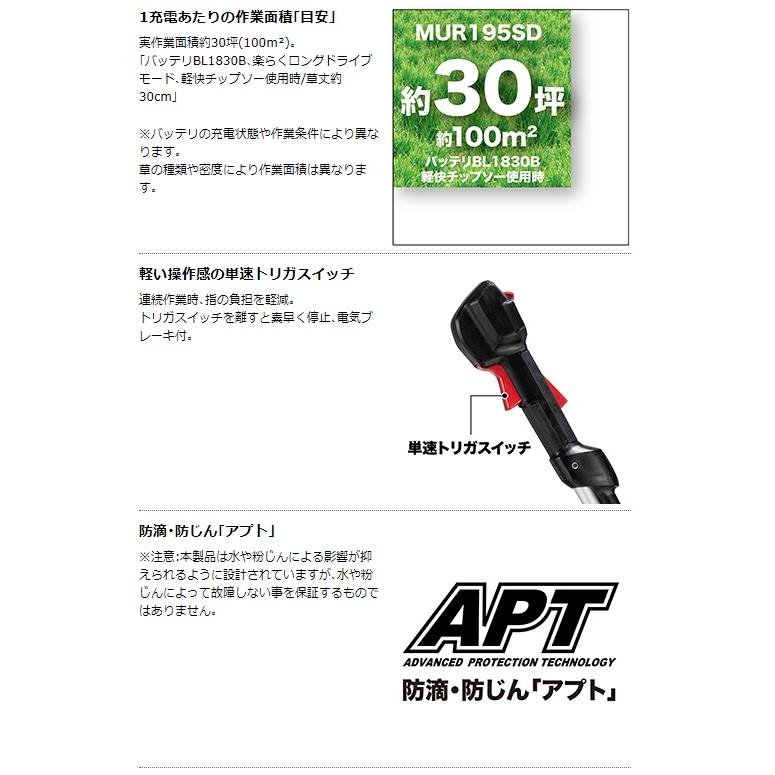 マキタ（makita） 充電式草刈機 MUR195SDZ Uハンドル 本体のみ 刈込幅 