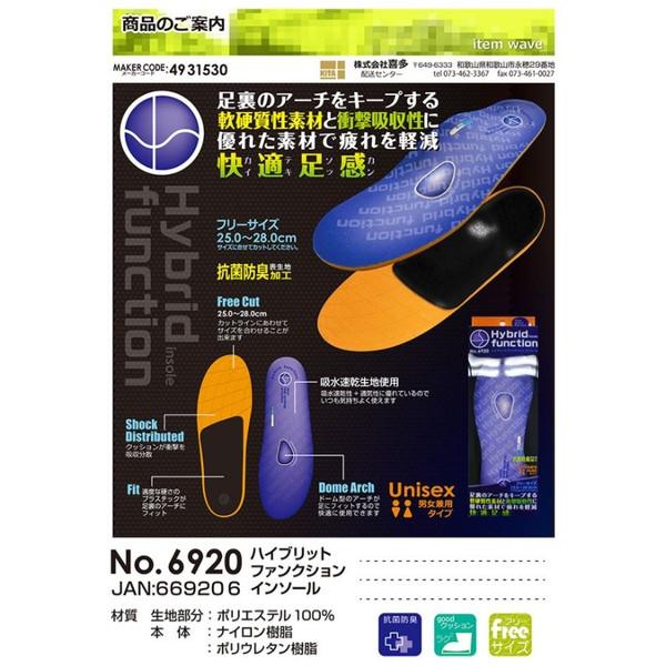 喜多 No.6920 ハイブリットファンクションインソール 25.0〜28.0cmフリーサイズ 快適足感 抗菌防臭表生地加工 KITA キタ |  | 01