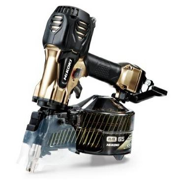 HiKOKI ハイコーキ エア釘打ち  ケース付 コード式 65mm 高圧 NV65HR2 ゴールド×ブラック HiKOKI（ハイコーキ） 高圧ロール釘打機 NV65HR2(N) ケース付 ハイ