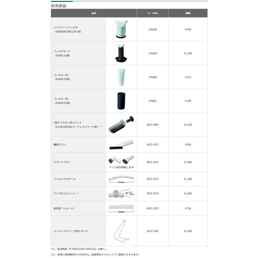 HiKOKI 18Vコードレスクリーナ トリガスイッチ R18DTC(NN) 本体のみ 集じん容量560ml 機体寸法478x112x170mm 18V対応 日立 ハイコーキ HiKOKI（ハイコーキ） HiKOKI 18Vコードレスクリーナ トリガスイッチ