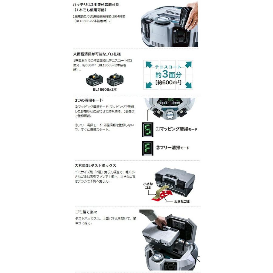 マキタ (マキタ) ロボットクリーナ RC300DZ 本体のみ 集じん容量 マキタ (マキタ) ロボットクリーナ RC300DZ 本体のみ 集じん容量