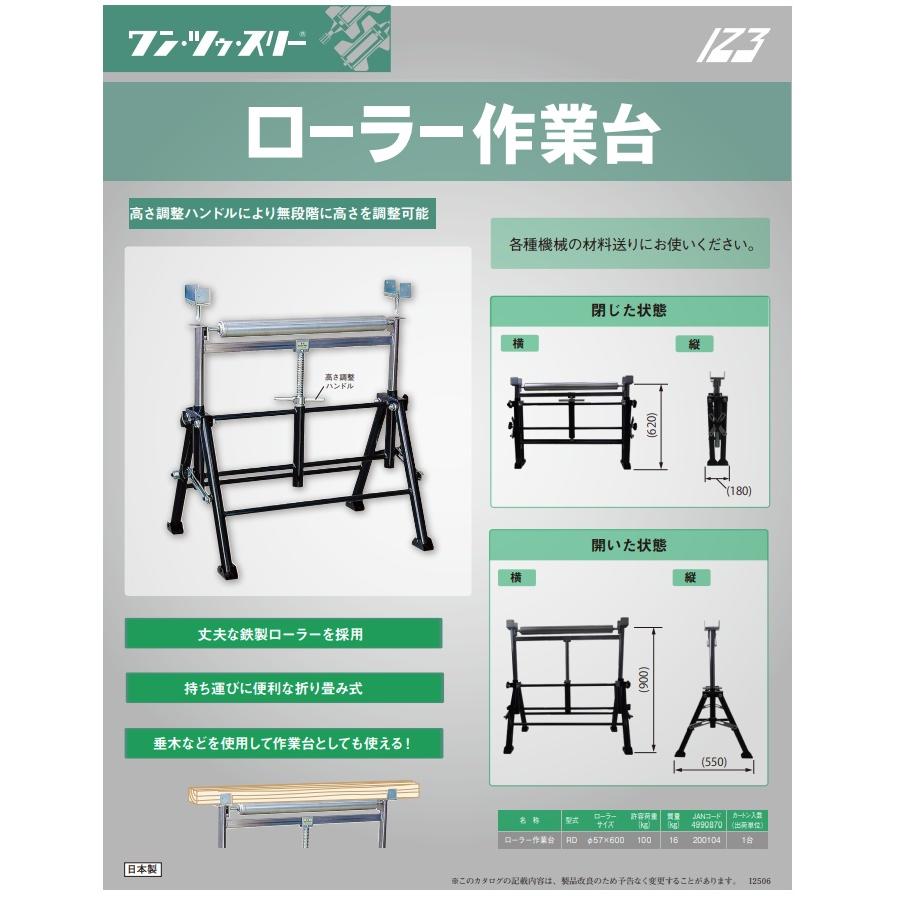 伊藤製作所 RD ローラー作業台 ローラーサイズφ57x600mm 許容荷重100kg