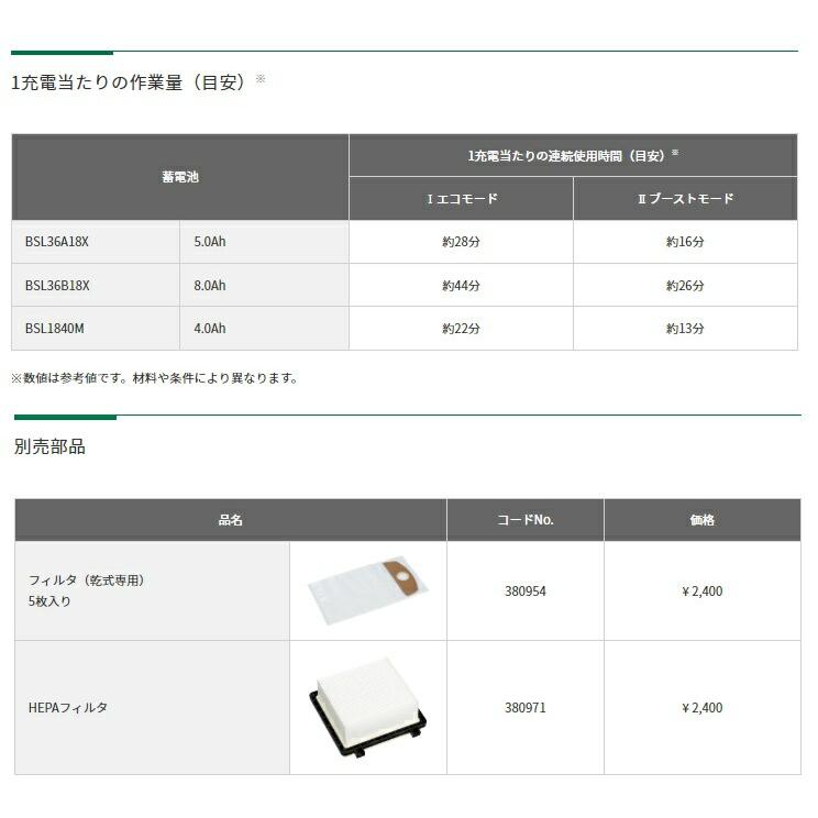 HiKOKI コードレス集じん機 RP18DA(NN)+バッテリBSL36A18X+充電器UC18YDL2付 乾湿両用 18V対応 ハイコーキ 日立 オリジナルセット品_4