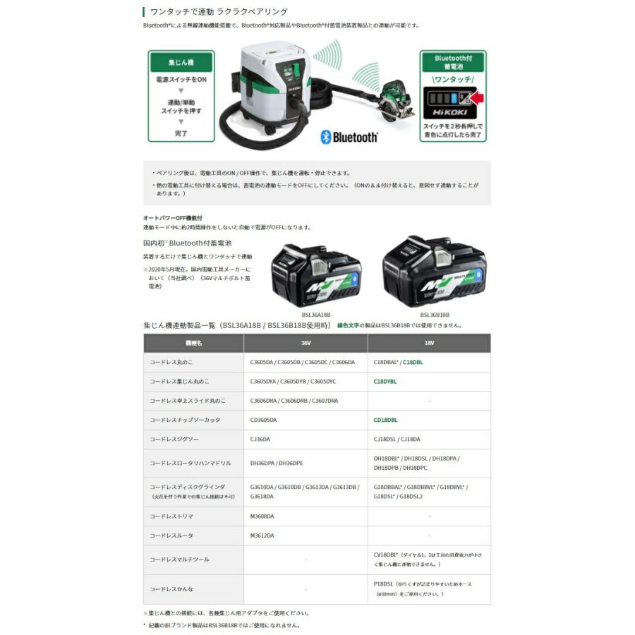 HiKOKI コードレス集じん機 RP3608DB(L)(2WPZ) バッテリ HiKOKI コードレス集じん機 RP3608DB(L)(2WPZ) バッテリ