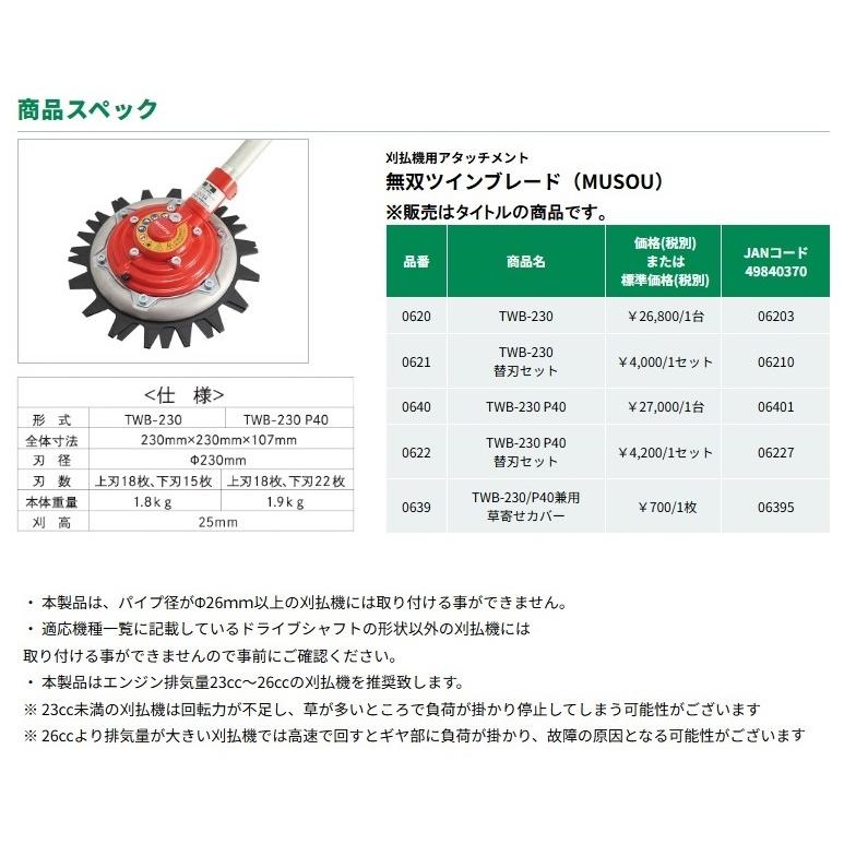 三陽金属 0639 無双ツインブレード用 草寄せカバー TWB-230/P40 三陽金属 0639 無双ツインブレード用 草寄せカバー TWB-230/P40