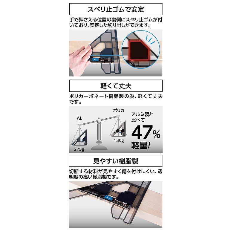 シンワ 丸ノコガイド定規 トライアングルポリカ 15cm 78290 小型便