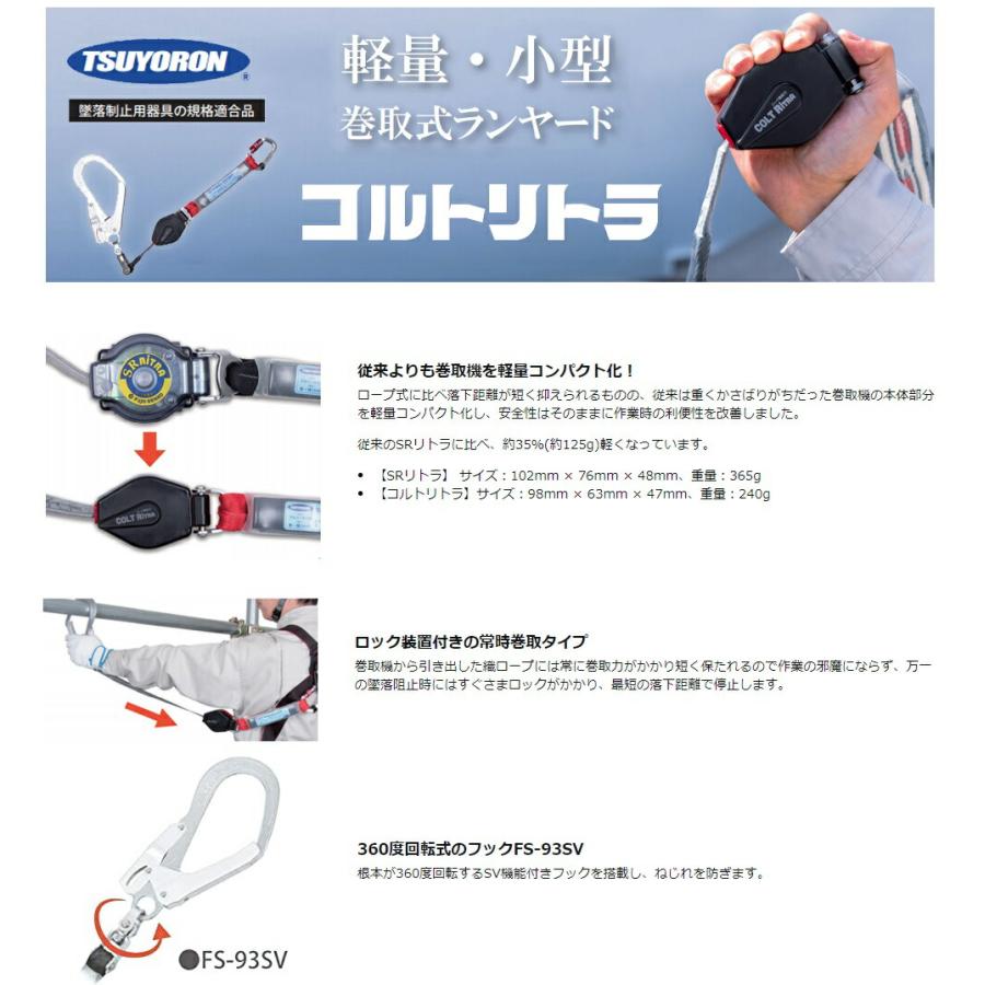 藤井電工 新規格 ハーネス用ランヤード 巻取式 軽量 新品未開封 4個セット 新規格 藤井電工 ハーネス用ランヤード THL-CR93-21KS-R23