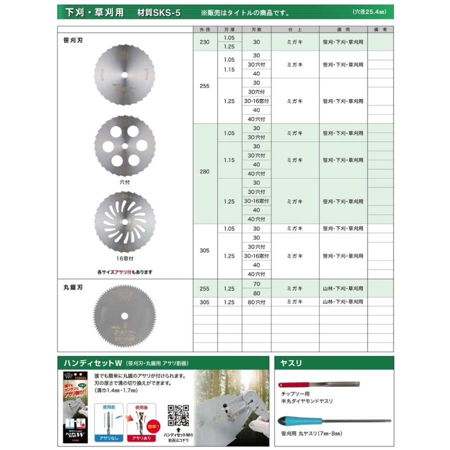 津村鋼業 1401 笹刈刃 1枚入 外径230mmx厚さ1.25mmx30P 草刈用カッター