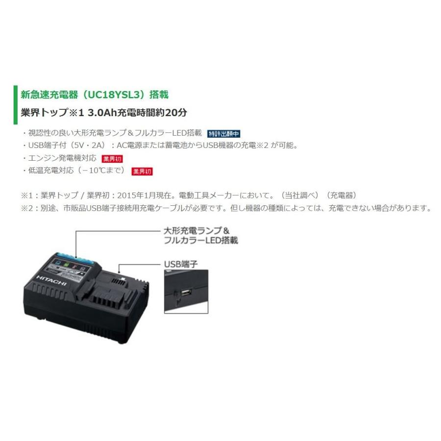 日立 リチウムイオン専用充電器 UC18YSL3 急速充電器 冷却機能付 純正