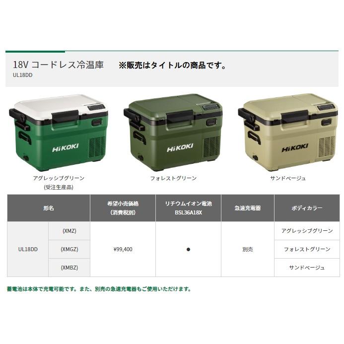 最大47%OFFクーポン 在庫 HiKOKI コードレス冷温庫 UL18DD NNB サンド