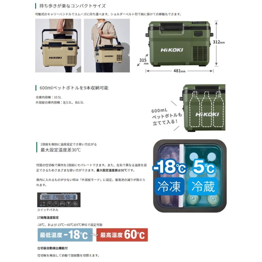最大47%OFFクーポン 在庫 HiKOKI コードレス冷温庫 UL18DD NNB サンド