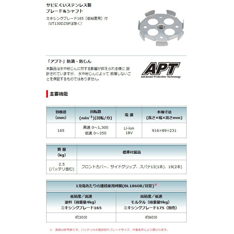 マキタ (マキタ) 充電式カクハン機 UT130DZ 本体のみ ミキシング マキタ (マキタ) 充電式カクハン機 UT130DZ 本体のみ ミキシング